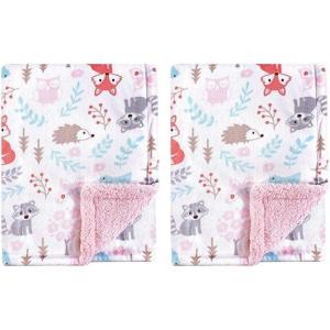 image:imageHudson Baby Unisex Baby Plush Mink and Sherpa Blanket Royal Safari One SizeGirl Woodland
