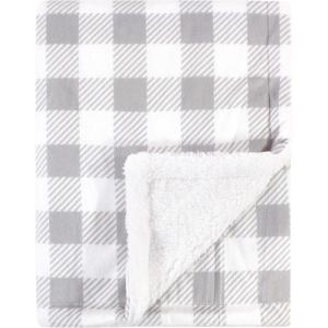 image:imageHudson Baby Unisex Baby Plush Mink and Sherpa Blanket Royal Safari One SizeGray Plaid