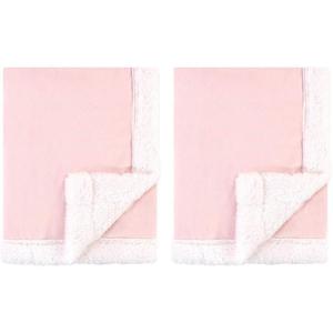 image:imageHudson Baby Unisex Baby Plush Mink and Sherpa Blanket Royal Safari One SizeLight Pink White