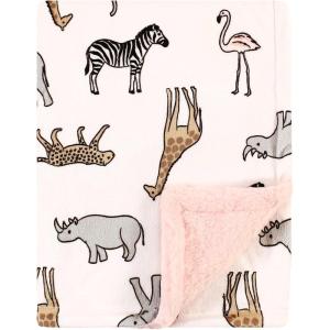 image:imageHudson Baby Unisex Baby Plush Mink and Sherpa Blanket Royal Safari One SizeModern Pink Safari