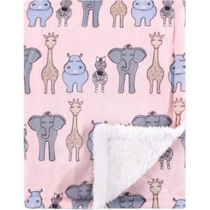 image:imageHudson Baby Unisex Baby Plush Mink and Sherpa Blanket Royal Safari One SizePink Safari
