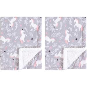 image:imageHudson Baby Unisex Baby Plush Mink and Sherpa Blanket Royal Safari One SizeWhimsical Unicorn