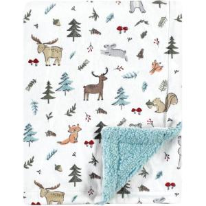 image:imageHudson Baby Unisex Baby Plush Mink and Sherpa Blanket Royal Safari One SizeWoodland Friends