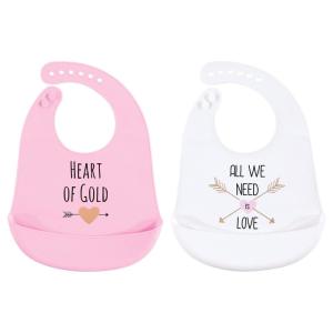 image:imageHudson Baby Unisex Baby Silicone Bibs Unicorn One SizeGold Heart