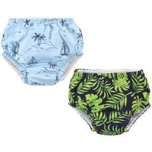 image:imageHudson Baby Unisex Baby Swim Diapers Blue Gray Shark 06 MonthsTropical Leaves
