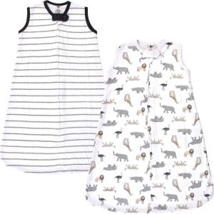 image:imageHudson Baby Unisex BabyCotton Sleeveless Wearable Sleeping Bag Sack BlanketModern Neutral Safari