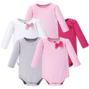 image:imageHudson Baby babygirls Cotton Longsleeve Bodysuits 5packBasic Bow