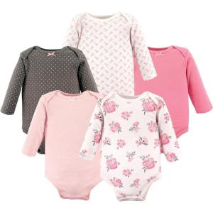 image:imageHudson Baby babygirls Cotton Longsleeve Bodysuits 5packBasic Pink Floral