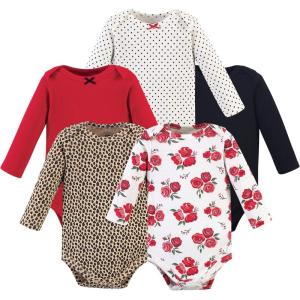image:imageHudson Baby babygirls Cotton Longsleeve Bodysuits 5packBasic Rose Leopard