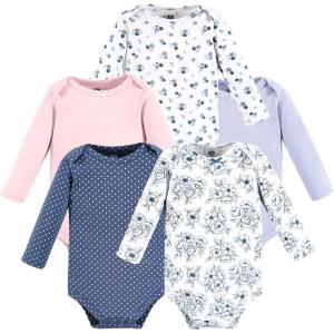 image:imageHudson Baby babygirls Cotton Longsleeve Bodysuits 5packBlue Toile