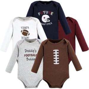 image:imageHudson Baby babygirls Cotton Longsleeve Bodysuits 5packBrown Football Buddy