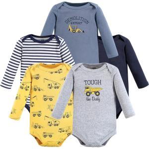 image:imageHudson Baby babygirls Cotton Longsleeve Bodysuits 5packConstruction