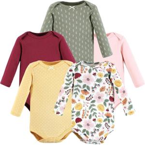 image:imageHudson Baby babygirls Cotton Longsleeve Bodysuits 5packFall Botanical
