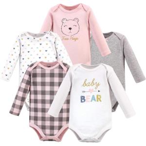 image:imageHudson Baby babygirls Cotton Longsleeve Bodysuits 5packGirl Baby Bear