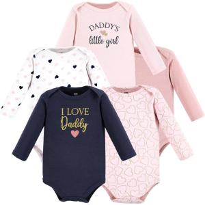 image:imageHudson Baby babygirls Cotton Longsleeve Bodysuits 5packGirl Daddy Pink Navy