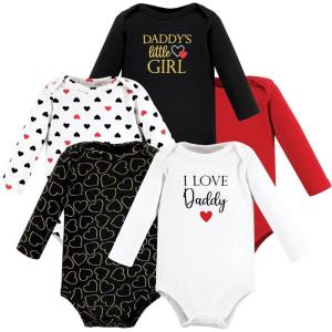 image:imageHudson Baby babygirls Cotton Longsleeve Bodysuits 5packGirl Daddy Red Black