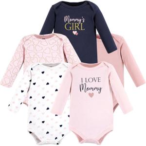 image:imageHudson Baby babygirls Cotton Longsleeve Bodysuits 5packGirl Mommy Pink Navy