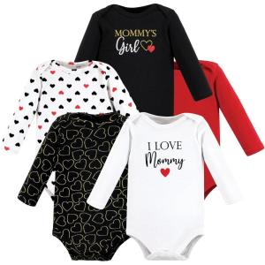 image:imageHudson Baby babygirls Cotton Longsleeve Bodysuits 5packGirl Mommy Red Black