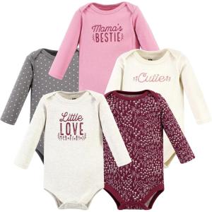 image:imageHudson Baby babygirls Cotton Longsleeve Bodysuits 5packLittle Love Flowers