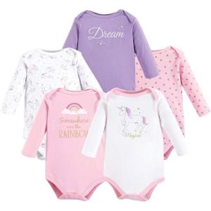 image:imageHudson Baby babygirls Cotton Longsleeve Bodysuits 5packMagical Unicorn