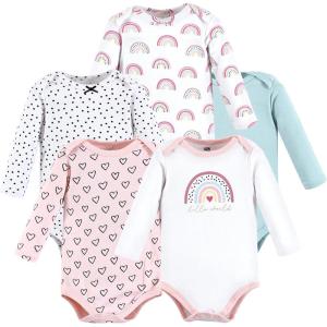 image:imageHudson Baby babygirls Cotton Longsleeve Bodysuits 5packModern Rainbow