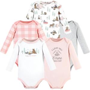 image:imageHudson Baby babygirls Cotton Longsleeve Bodysuits 5packPink Happy Camper