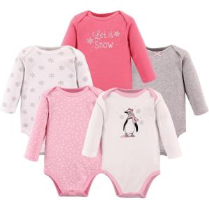 image:imageHudson Baby babygirls Cotton Longsleeve Bodysuits 5packPink Penguin