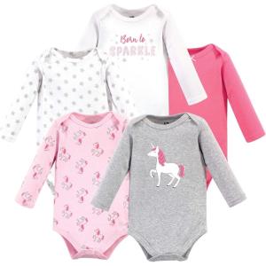 image:imageHudson Baby babygirls Cotton Longsleeve Bodysuits 5packPink Unicorn