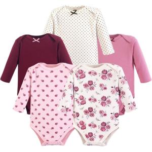 image:imageHudson Baby babygirls Cotton Longsleeve Bodysuits 5packRose