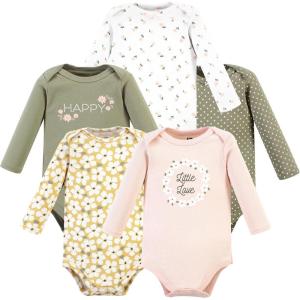 image:imageHudson Baby babygirls Cotton Longsleeve Bodysuits 5packSage Floral Wreath