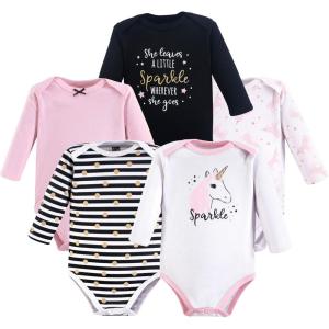 image:imageHudson Baby babygirls Cotton Longsleeve Bodysuits 5packSparkle Unicorn