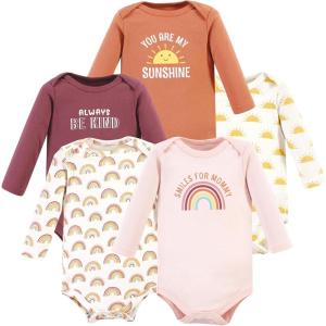 image:imageHudson Baby babygirls Cotton Longsleeve Bodysuits 5packSunshine Rainbows