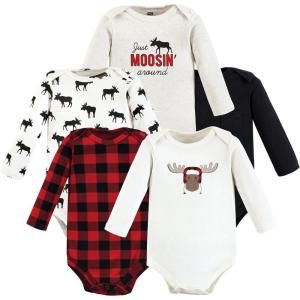 image:imageHudson Baby babygirls Cotton Longsleeve Bodysuits 5packWinter Moose