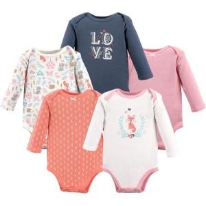 image:imageHudson Baby babygirls Cotton Longsleeve Bodysuits 5packWoodland Fox