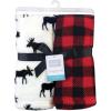 image:imageHudson Baby Unisex Baby Silky Plush and Coral Fleece Blanket Girl Farm Animals 30x36 inchesBuffalo Plaid Moose