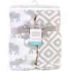image:imageHudson Baby Unisex Baby Silky Plush and Coral Fleece Blanket Girl Farm Animals 30x36 inchesGray Elephants