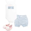 image:imageHudson Baby Unisex Baby Cotton Bodysuit Shorts and Shoe SetBlue Ditsy Cutie