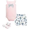 Blue Pink Rose Bow