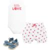 image:imageHudson Baby Unisex Baby Cotton Bodysuit Shorts and Shoe SetHot Pink Strawberry Love