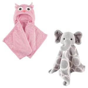 image:imageHooded Blanket amp Security BlanketPink OwlGray Elephant