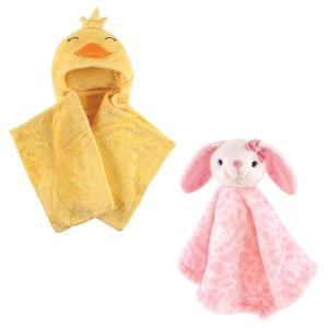 image:imageHooded Blanket amp Security BlanketYellow DuckPink Bunny