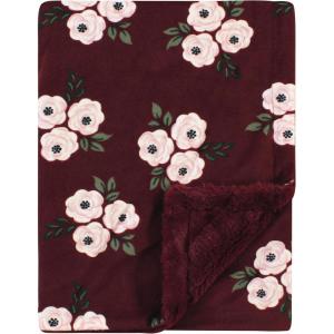 image:imageHudson Baby Infant Boy Plush Blanket with Furry Binding and Back Sports Fan One SizeBurgundy Floral