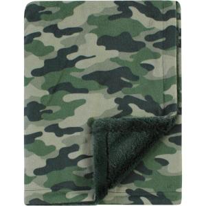image:imageHudson Baby Infant Boy Plush Blanket with Furry Binding and Back Sports Fan One SizeCamo