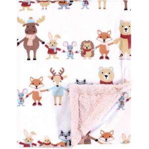 image:imageHudson Baby Infant Boy Plush Blanket with Furry Binding and Back Sports Fan One SizeGirl Winter Woodland Friends