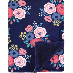 image:imageHudson Baby Infant Boy Plush Blanket with Furry Binding and Back Sports Fan One SizeNavy Bold Floral