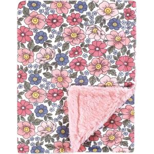 image:imageHudson Baby Infant Boy Plush Blanket with Furry Binding and Back Sports Fan One SizePink Blue Pretty Floral