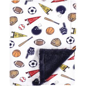 image:imageHudson Baby Infant Boy Plush Blanket with Furry Binding and Back Sports Fan One SizeSports Fan