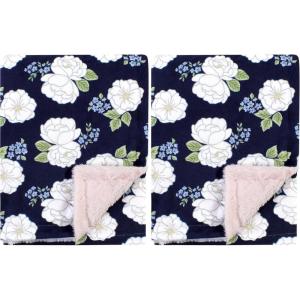 image:imageHudson Baby Infant Boy Plush Blanket with Furry Binding and Back Sports Fan One SizeWhite Peonies
