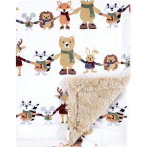 image:imageHudson Baby Infant Boy Plush Blanket with Furry Binding and Back Sports Fan One SizeWinter Woodland Friends