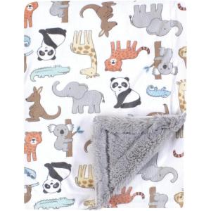 image:imageHudson Baby Infant Boy Plush Blanket with Furry Binding and Back Sports Fan One SizeZoo Animals